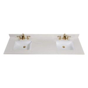 73 in. W Composite Stone Double Basin Vanity Top in Milano White with White Basins