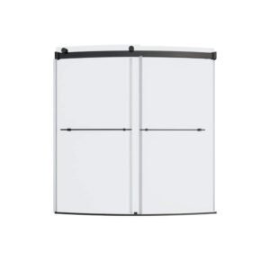 Ovation Curve 60 in. W x 60 in. H Sliding Frameless Tub Door in Matte Black