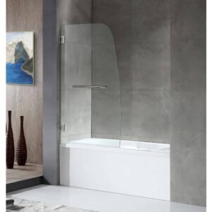 Vensea Series 31.5 in. x 58 in. Frameless Hinged Bathtub Door in Chrome