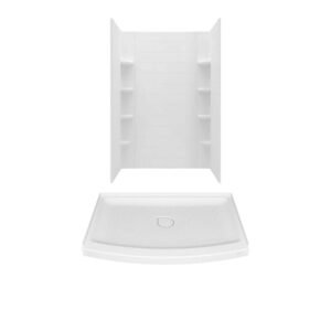 Ovation Curve 48 in. L x 30 in. W x 72 in. H Alcove Shower Kit with Shower Wall and Shower Pan in Artic White