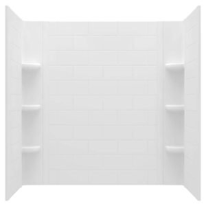 Ovation Curve 60 in. W x 60 in. H 3-Piece Glue Up Alcove Tub Surrounds in Arctic White