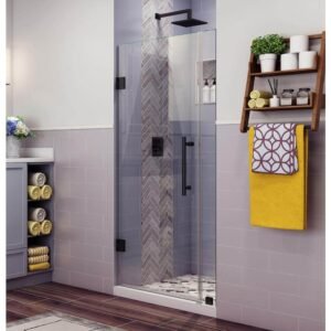 Belmore 45.25 in. to 46.25 in. x 72 in. Frameless Hinged Shower Door in Matte Black