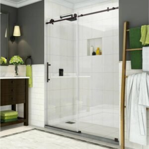 Coraline 44 in. - 48 in. x 76 in. Frameless Sliding Shower Door in Bronze