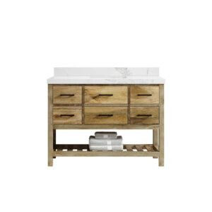 Parker Mango 48 in. W. x 22 in. D x 36 in. H Single Sink Bath Vanity in Natural Mango with 2 in. Calcutta Nuvo Qt. Top