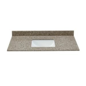 49 in. W x 22 in. D Quartz Vanity Top in Siena Brown with White Rectangular Single Sink