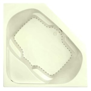 Cavalcade 60 in. Acrylic Center Drain Corner Drop-In Air Bath Tub in Biscuit Pump