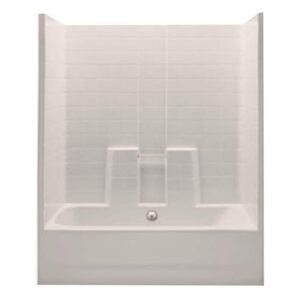 Everyday 60 in. x 30 in. x 74 in. 1-Piece Bath and Shower Kit with Center Drain in Biscuit