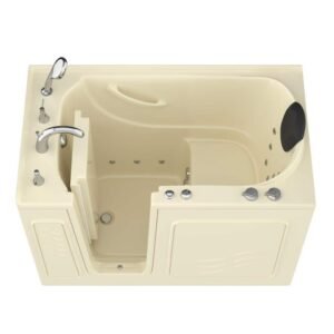 Safe Premier 53 in. Left Drain Walk-In Whirlpool Bathtub in Biscuit