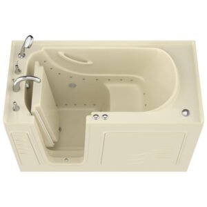 Universal Collection 30 in. L x 59 in. W Left Side Drain Air Jetted Bathtub in Biscuit with Aroma and Chroma Therapy