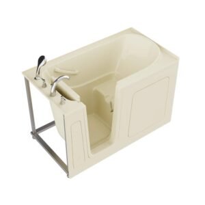 Universal Collection 32 in. L x 60 in. W Left Side Drain Soaker Jetted Bathtub in Biscuit with Fast Filling Faucet Set