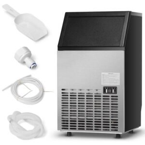 110 lb. 24 inch Built-In Ice Maker in Black and Silver Stainless Steel