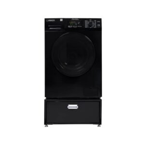 1.62 cu. ft. 110-Volt Condensing Sani Combo Washer Dryer Combo 0 Clearance in Black with Pedestal