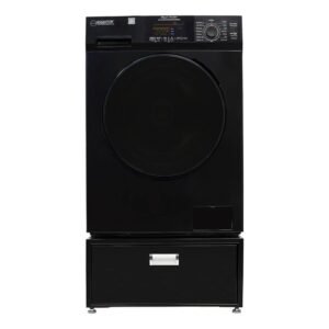 1.62 cu. ft. 110-Volt Vented Sani Combo Washer Dryer Combo Pet Cycle and Pedestal ADA in Black