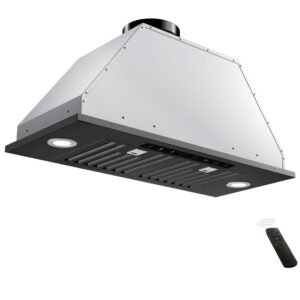 28 in. 900 CFM Convertible Insert Range Hood in Black Stainless Steel with LED Light Gesture Sensing and Charcoal Filter