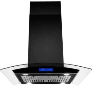 30 in. 900 CFM Ducted Range Hood in Stainless Steel Tempered Glass 3 Speed Black LEDs in Black