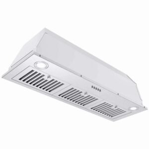36 in. W 800CFM Ducted Insert Range Hood in Sliver Stainless Steel Island Mount Range Hood Tempered Glass LED Lights