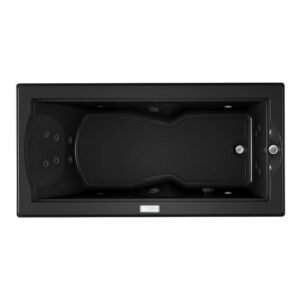 FUZION 70.7 in. x 35.4 in. Rectangular Whirlpool Bathtub with Right Drain in Black