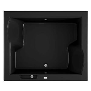 Fuzion 71.75 in. W. x 59.75 in. Rectangular Soaking Bathtub with Center Drain in Black