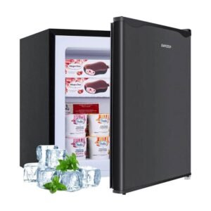 1.1 cu.ft. Mini Upright Freezer in Black with Stainless Steel, Manual Defrost
