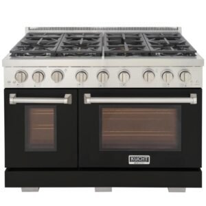 Professional 48 in. 6.7 cu. ft. Double Oven Gas Range 7 Burners Freestanding Propane Gas Range in Black