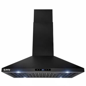 30 in. 343 CFM Convertible Kitchen Island Mount Range Hood in Black Painted Stainless Steel with Touch Control