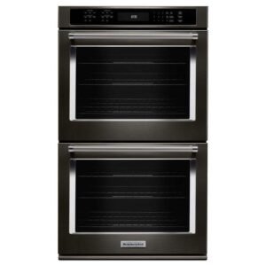 30 in. Double Electric Wall Oven Self-Cleaning with Convection in Black Stainless