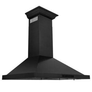 30 in. 400 CFM Convertible Vent Pyramid Wall Mount Range Hood with Crown Molding in Black Stainless Steel