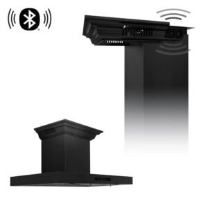 30 in. 400 CFM Ducted Modern Wall Mount Range Hood in Black Stainless with w/ Built-in CrownSound Bluetooth Speakers