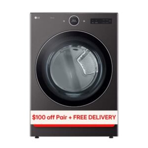 7.4 cu. ft. Vented Stackable SMART Electric Dryer in Black Steel with TurboSteam and AI Sensor Dry Technology