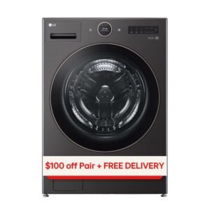 5.0 cu. ft. Stackable Smart Front Load Washer in Black Steel with AI Digital Dial, Steam and TurboWash360