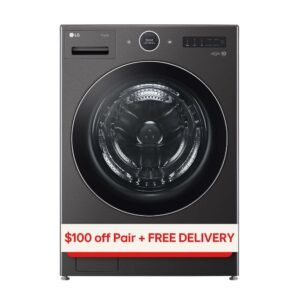 5.0 cu. ft. Stackable Smart Front Load Washer in Black Steel with ezDispense, AI Digital Dial, Steam and TurboWash360