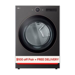 7.4 cu. ft. Vented Stackable SMART Gas Dryer in Black Steel with TurboSteam and AI Sensor Dry Technology