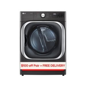 9.0 cu. ft. Vented SMART Stackable Gas Dryer in Black Steel with TurboSteam and Sensor Dry Technology