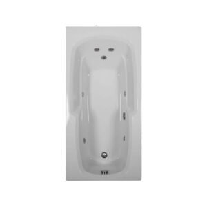 66 in. x 32 in. Acrylic Rectangular Drop-in Whirlpool Bathtub with Reversible Drain in Bone