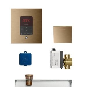 Butler Package with iTempo Pro Square Programmable Control for Steam Bath Generator in Brushed Bronze
