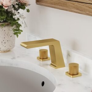 8 in. Widespread Double-Handle Long Spout Reach Bathroom Faucet in Brushed Gold