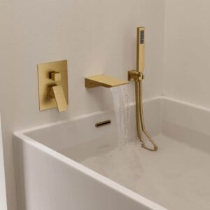Classic Rain Single Handle 2-Spray Tub and Shower Faucet 3 GPM in. Brushed Gold Valve Included