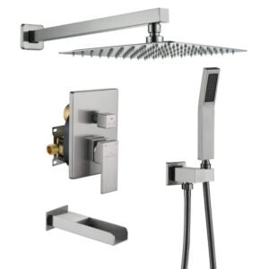 Wall Mount Single-Handle 1-Spray Tub and Shower Faucet with Handheld Shower in Brushed Nickel - 10 Inch (Valve Included)