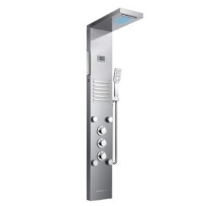 LED Rainfall Waterfall Shower Head Rain Massage System with Body Jets, Bathroom Shower Panel Tower System Brushed Nickel