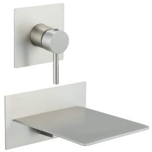 Single Handle Wall Mount Bath Spout Waterfall Tub Black Faucet Bathtub Filler in Brushed Nickel