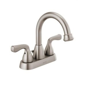 Foundations 4 in. Centerset 2-Handle Hi-Arc Bathroom Faucet in Brushed Nickel