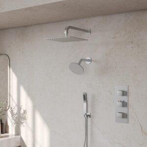 ZenithRain Shower System 5-Spray 12 and 6 in. Dual Wall Mount Fixed and Handheld Shower Head 2.5 GPM in Brushed Nickel