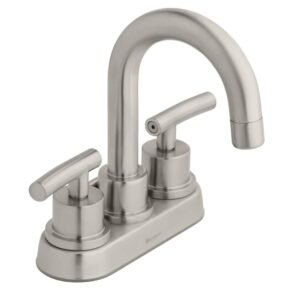 Dorset 4 in. Centerset Double-Handle High-Arc Bathroom Faucet in Brushed Nickel