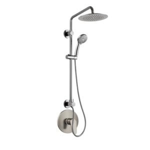 SeaBreeze 3-Spray Settings 1.8 GPM 8 in. Wall Mounted Fixed and Handheld Shower Head with Mixing Valve in Brushed Nickel
