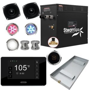 Black Series 12kW Steam Bath Generator with Wireless Bluetooth/Wifi Operation and Auto Drain in Brushed Nickel