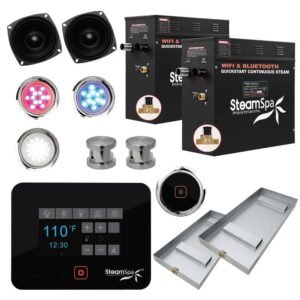 Black Series 15kW Steam Bath Generator with Continuous Steam Plus Quick Start Tech and Auto Drain in Brushed Nickel