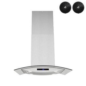 30 in. 350 CFM Maddaloni Recirculating Island Range Hood in Stainless Steel, Mesh Filters, Touchpad Control, LED Lights