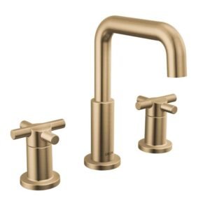 Nicoli Gold 8 in. Widespread Double Handle Bathroom Faucet in Champagne Bronze