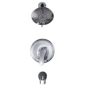 Round Single Handle 5 Patterns-Spray Shower Faucet 1.6 GPM with High Pressure Fixed Shower Head in. Chrome
