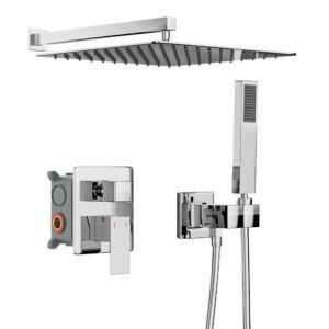 2-Spray Patterns 12 in. Dual Shower Heads Wall Mount Fixed and Handheld Shower Head in Chrome(Valve Included)